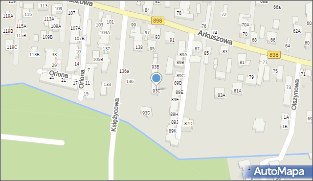 Warszawa, Arkuszowa, 93C, mapa Warszawy