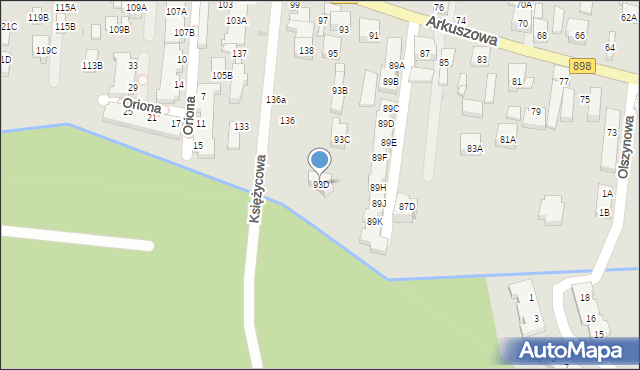 Warszawa, Arkuszowa, 93D, mapa Warszawy