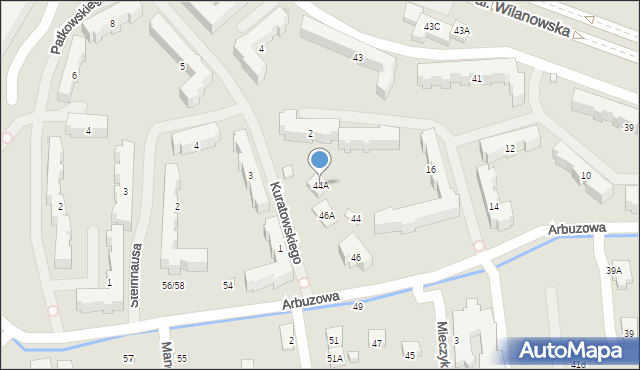 Warszawa, Arbuzowa, 44A, mapa Warszawy