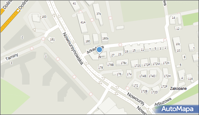 Warszawa, Arkadowa, 29, mapa Warszawy