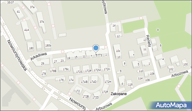 Warszawa, Arkadowa, 5, mapa Warszawy