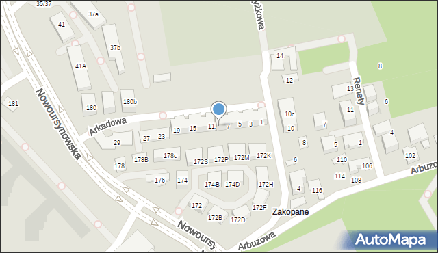 Warszawa, Arkadowa, 9, mapa Warszawy