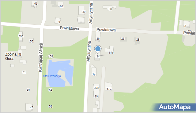 Warszawa, Artystyczna, 34, mapa Warszawy