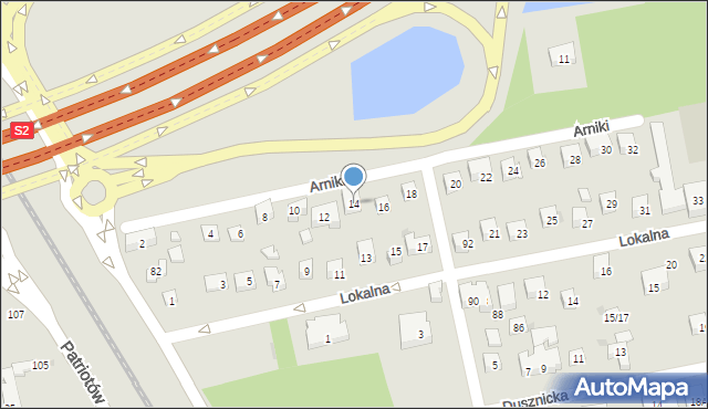 Warszawa, Arniki, 14, mapa Warszawy