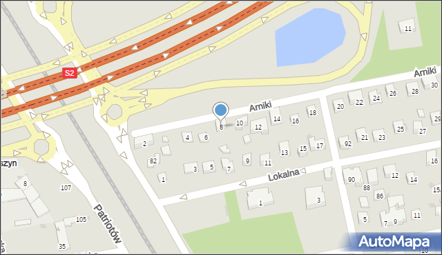 Warszawa, Arniki, 8, mapa Warszawy