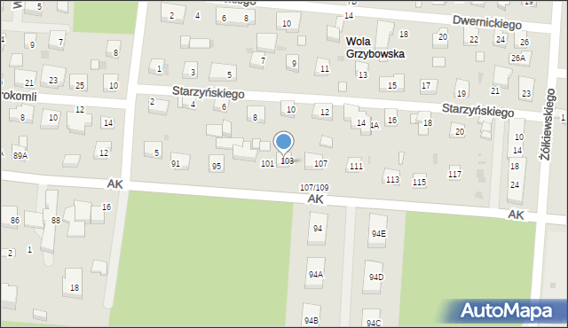 Warszawa, Armii Krajowej, 103/105, mapa Warszawy