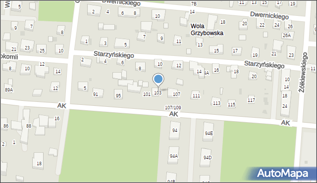 Warszawa, Armii Krajowej, 105, mapa Warszawy