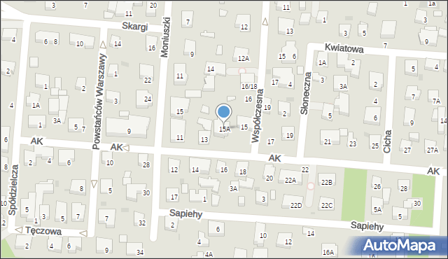 Warszawa, Armii Krajowej, 15A, mapa Warszawy