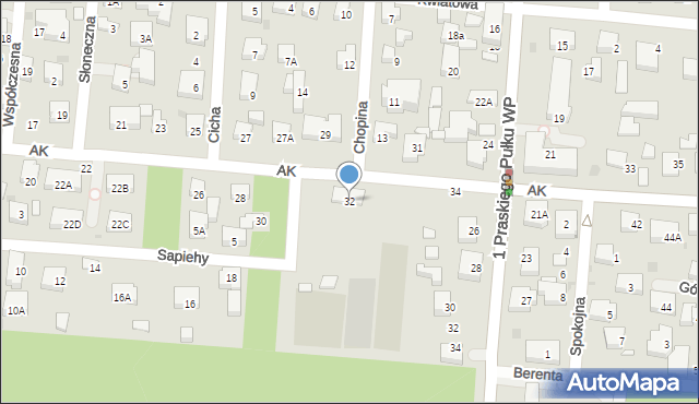 Warszawa, Armii Krajowej, 32, mapa Warszawy