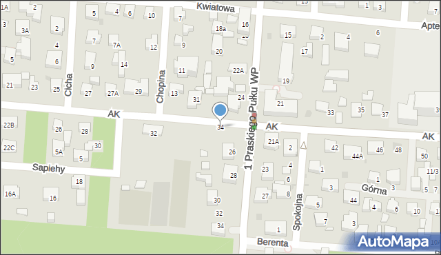 Warszawa, Armii Krajowej, 34, mapa Warszawy