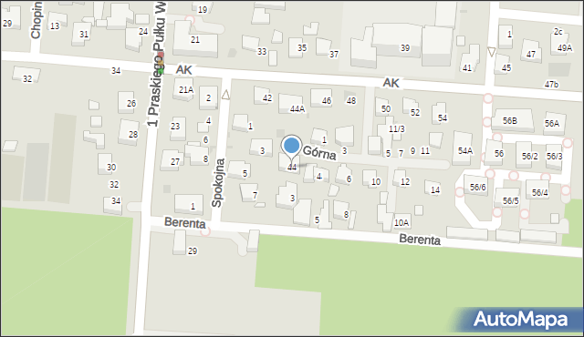 Warszawa, Armii Krajowej, 44, mapa Warszawy