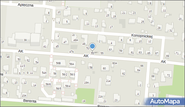 Warszawa, Armii Krajowej, 53, mapa Warszawy