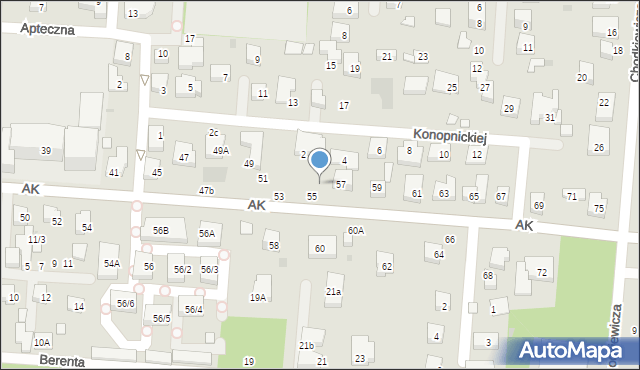 Warszawa, Armii Krajowej, 55a, mapa Warszawy