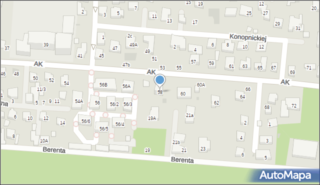 Warszawa, Armii Krajowej, 58, mapa Warszawy