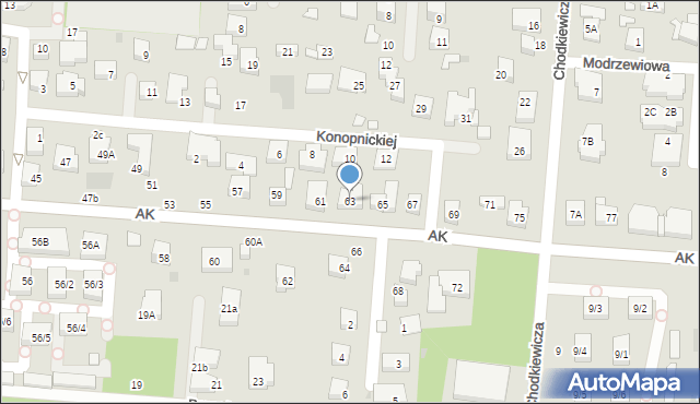 Warszawa, Armii Krajowej, 63, mapa Warszawy