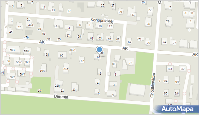 Warszawa, Armii Krajowej, 64, mapa Warszawy