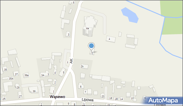 Wąsewo, Armii Krajowej, 2a, mapa Wąsewo
