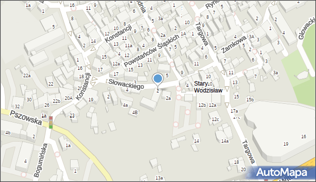 Wodzisław Śląski, Arendarska, 2, mapa Wodzisławia Śląskiego