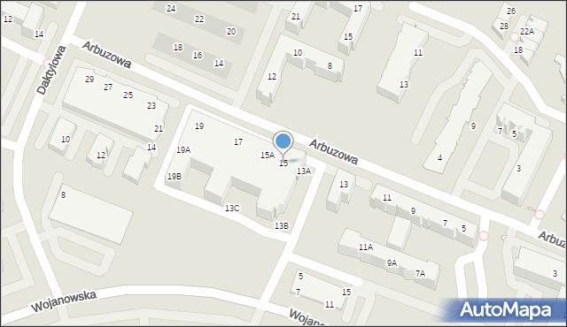 Wrocław, Arbuzowa, 15, mapa Wrocławia