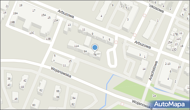 Wrocław, Arbuzowa, 7A, mapa Wrocławia