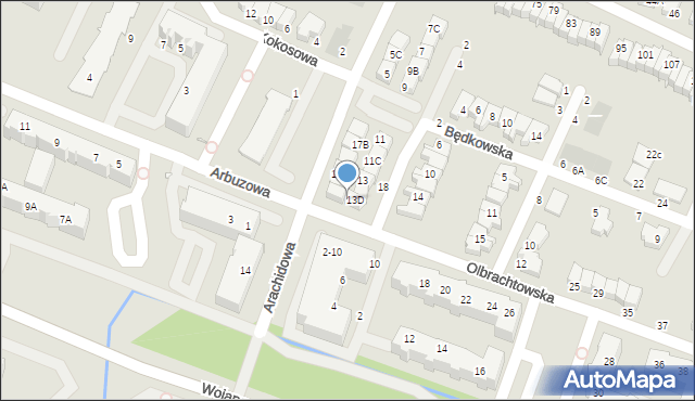 Wrocław, Arachidowa, 13E, mapa Wrocławia