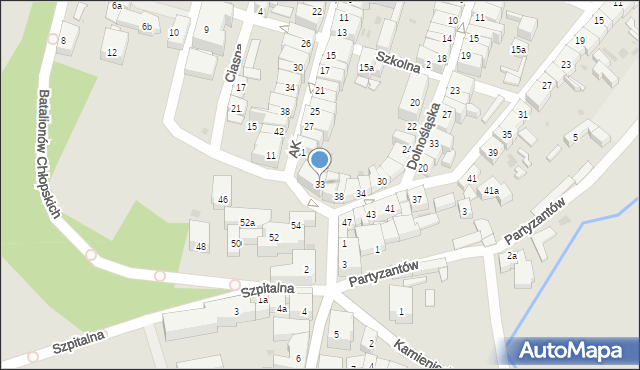 Ząbkowice Śląskie, Armii Krajowej, 33, mapa Ząbkowice Śląskie