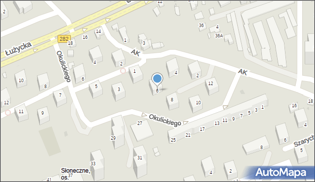 Zielona Góra, Armii Krajowej, 6, mapa Zielona Góra