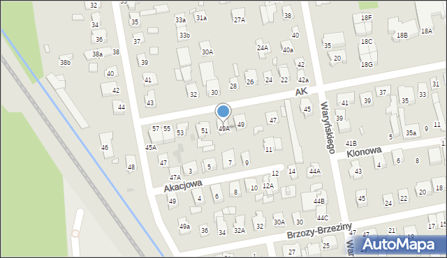 Zielonka, Armii Krajowej, 49A, mapa Zielonka