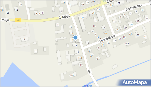 Żółkiewka-Osada, Armii Krajowej, 7, mapa Żółkiewka-Osada