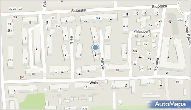 Biała Podlaska, Asnyka Adama, 4, mapa Białej Podlaskiej