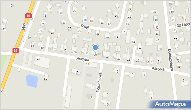 Bielsk Podlaski, Asnyka Adama, 28, mapa Bielsk Podlaski