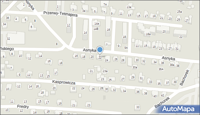 Czechowice-Dziedzice, Asnyka Adama, 22, mapa Czechowic-Dziedzic