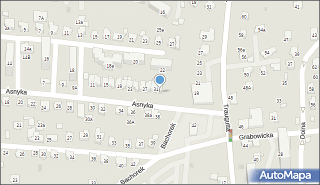 Czechowice-Dziedzice, Asnyka Adama, 33, mapa Czechowic-Dziedzic