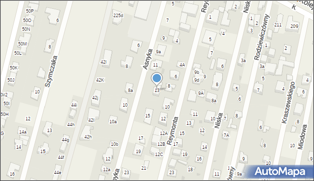 Dziekanów Leśny, Asnyka Adama, 13, mapa Dziekanów Leśny