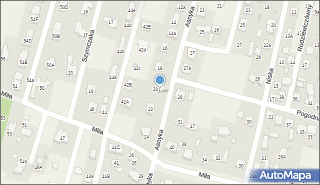 Dziekanów Polski, Asnyka Adama, 20, mapa Dziekanów Polski