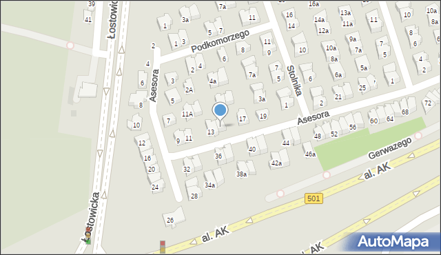 Gdańsk, Asesora, 15, mapa Gdańska