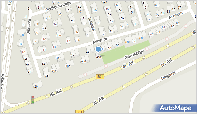 Gdańsk, Asesora, 46a, mapa Gdańska