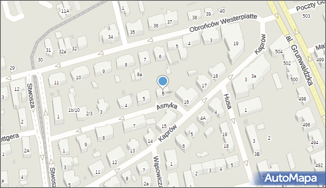 Gdańsk, Asnyka Adama, 6, mapa Gdańska