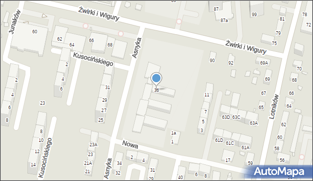 Gliwice, Asnyka Adama, 36, mapa Gliwic