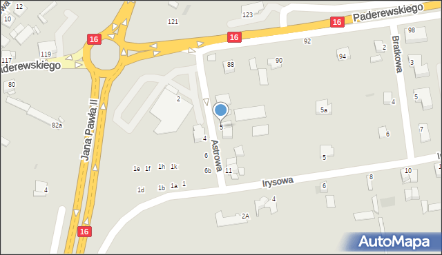 Grudziądz, Astrowa, 5, mapa Grudziądza