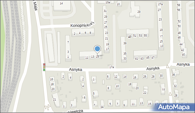 Gryfino, Asnyka Adama, 15, mapa Gryfino