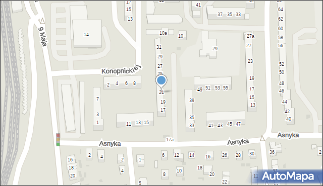 Gryfino, Asnyka Adama, 21, mapa Gryfino