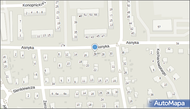 Gryfino, Asnyka Adama, 26, mapa Gryfino