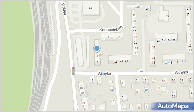 Gryfino, Asnyka Adama, 3, mapa Gryfino