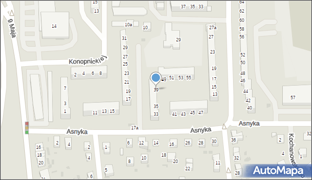 Gryfino, Asnyka Adama, 39, mapa Gryfino