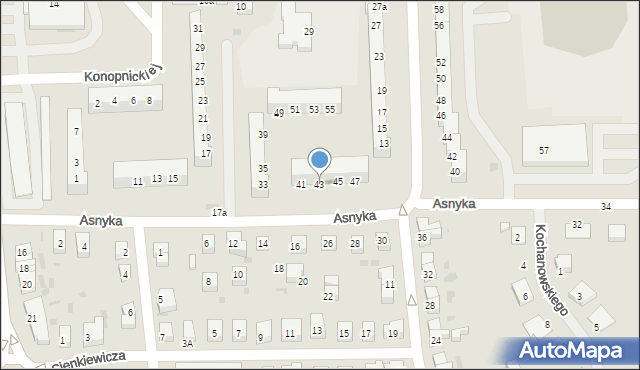 Gryfino, Asnyka Adama, 43, mapa Gryfino