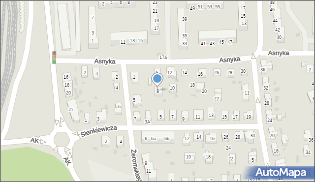 Gryfino, Asnyka Adama, 8, mapa Gryfino