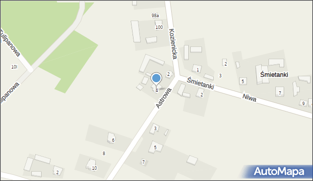 Janów, Astrowa, 4, mapa Janów