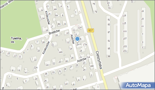 Jastrzębie-Zdrój, Astrów, 17, mapa Jastrzębie-Zdrój