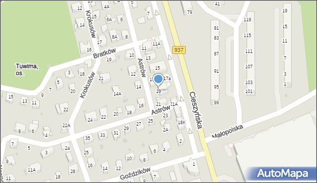 Jastrzębie-Zdrój, Astrów, 19, mapa Jastrzębie-Zdrój